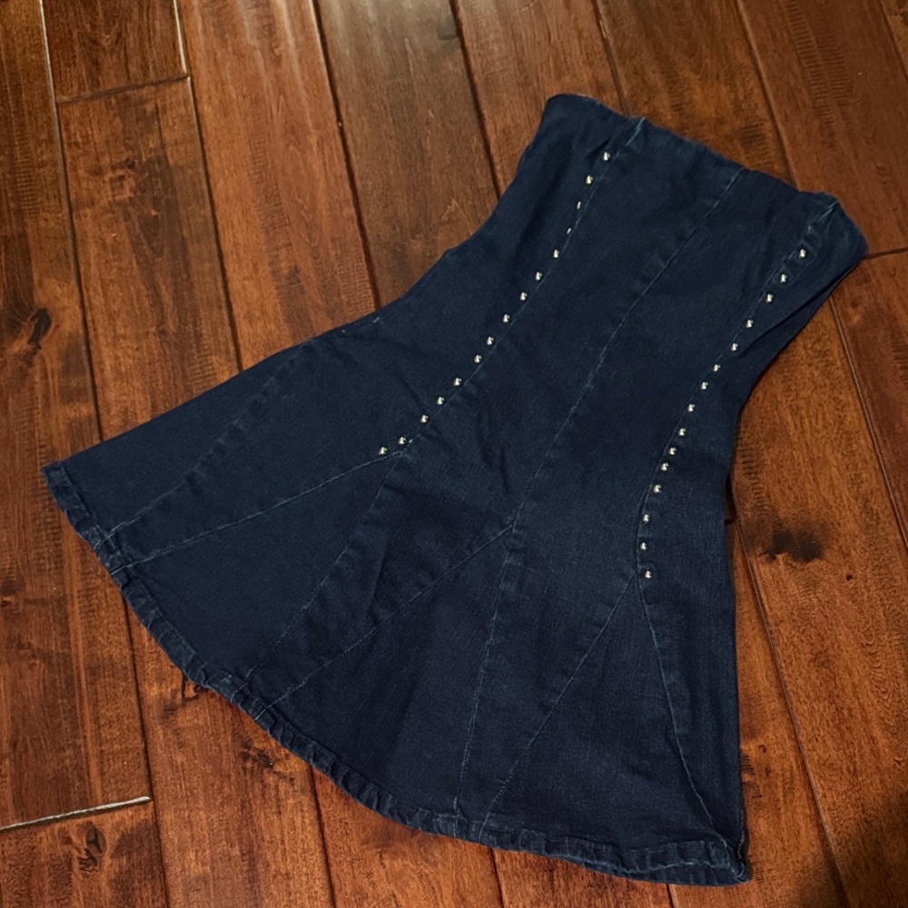 Edikted Strapless Fara Denim Mini Dress
